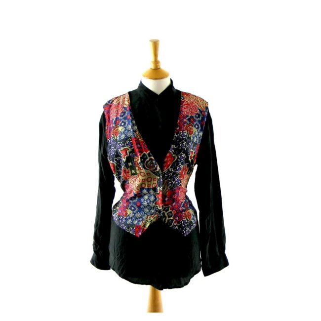 Multicolored print silk blouse