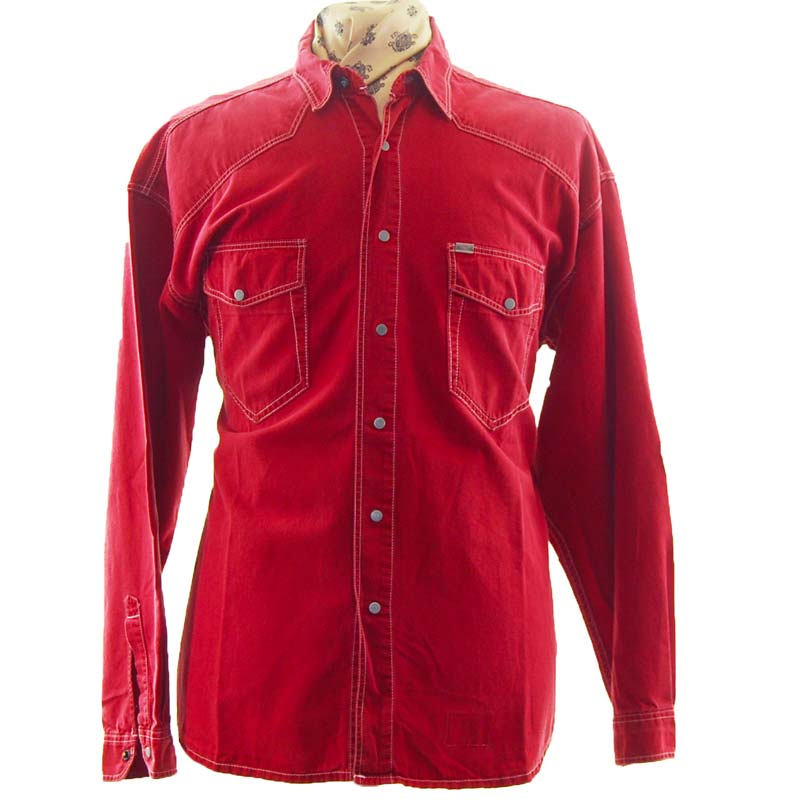 Mustang Red Western Shirt - XL - Blue 17 Vintage Clothing