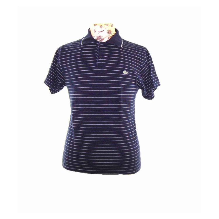 Navy Blue Polo Shirt With White Stripes