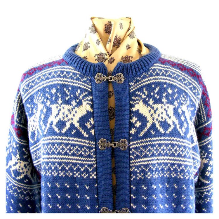 Norwegian cardigan - UK Size 18 - Blue 17 Vintage Clothing