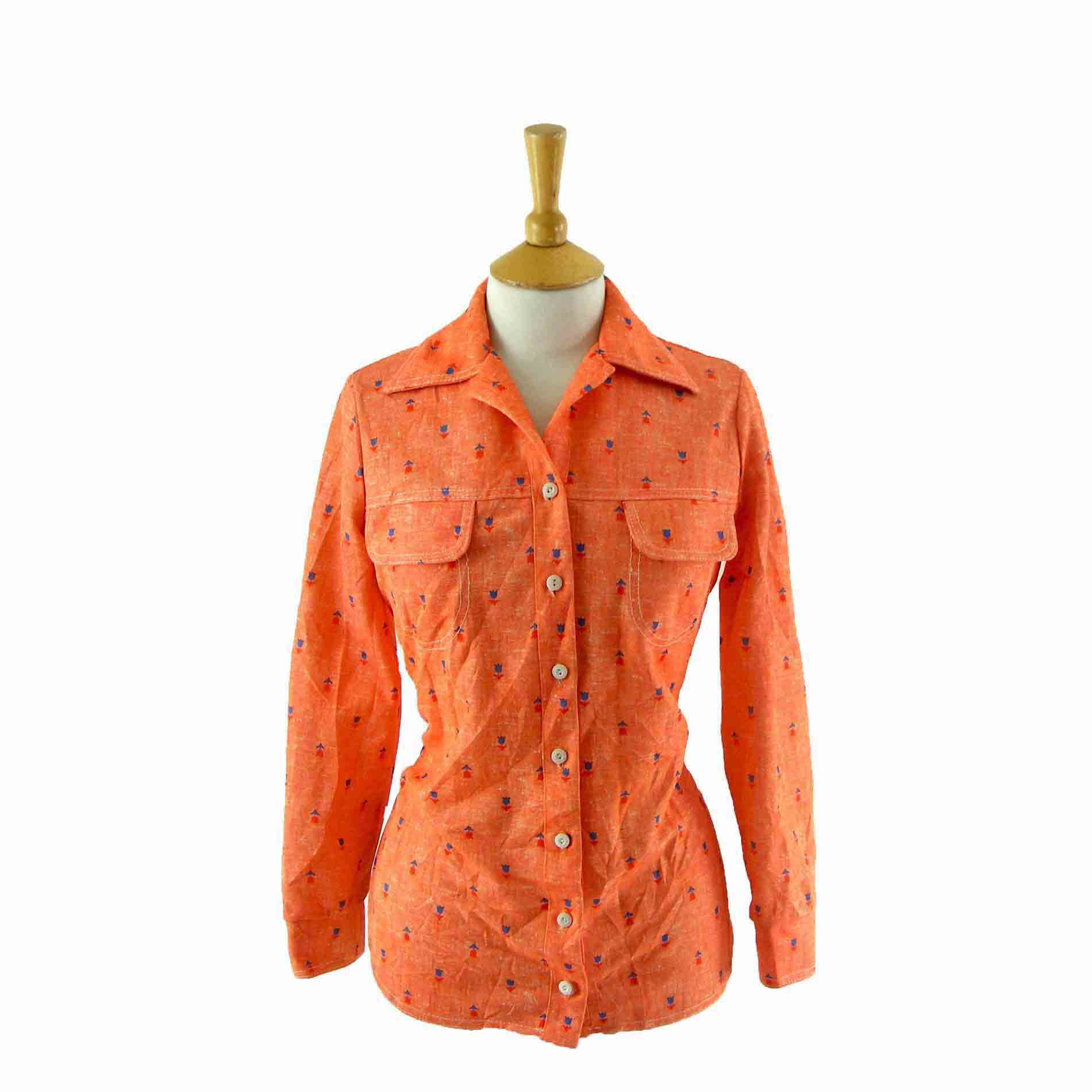 Orange 70s blouse