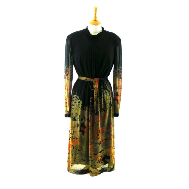 Oriental print 80s vintage dress