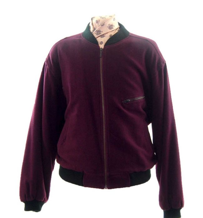 Plum Cashmere And Wool Bomber Jacket