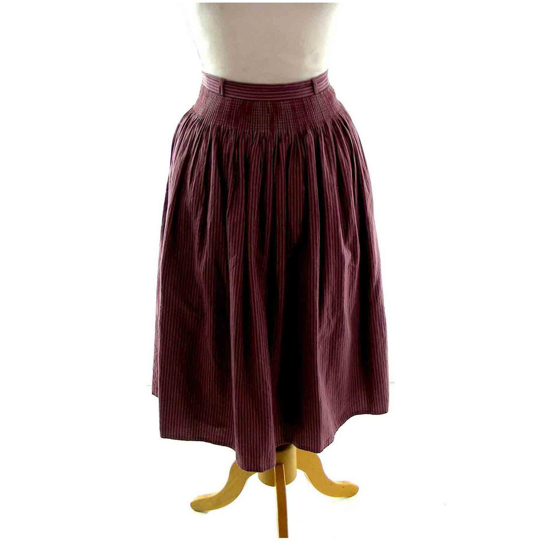 Plum Dirndl Skirt UK Size 6 Blue 17 Vintage Clothing
