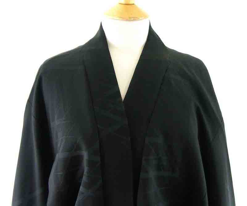 Printed Black Haori - Blue 17 Vintage Clothing