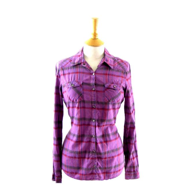 Purple western Check shirt