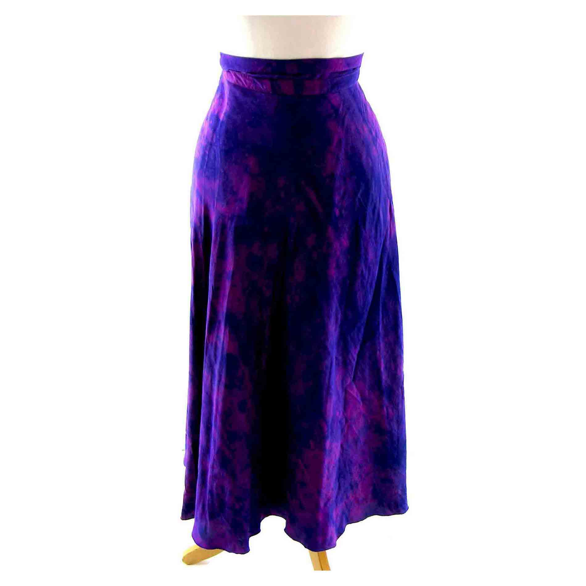 Purple tie die 70s silk Skirt