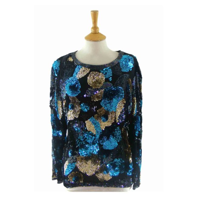 Razzle Dazzle Sparkly Silk Lined Sequinned Top - 12