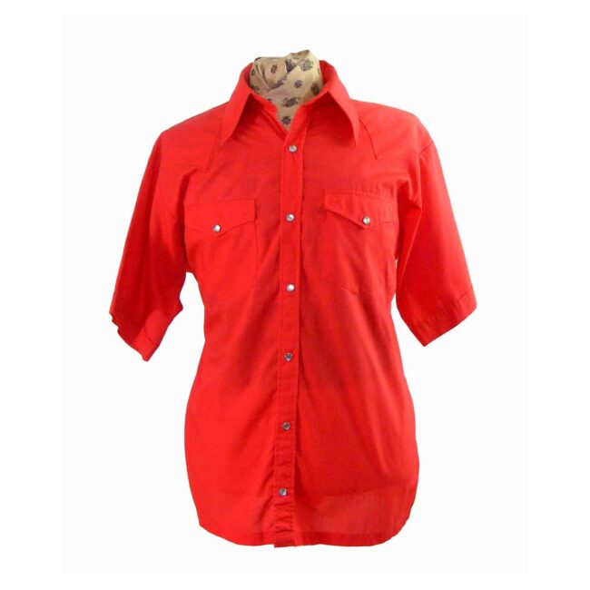 Red Short Sleeved Western Shirt - XL