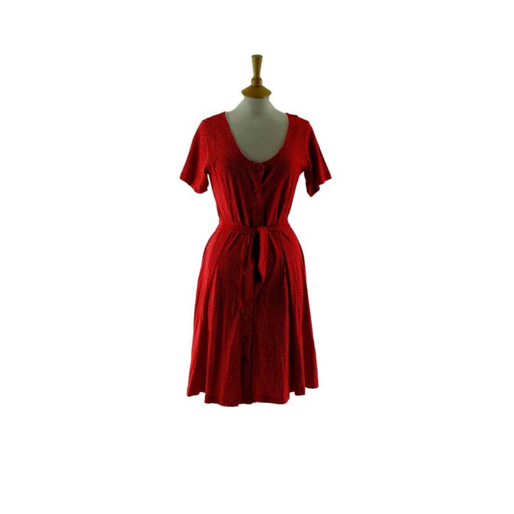 Red polka dot 1990s dress