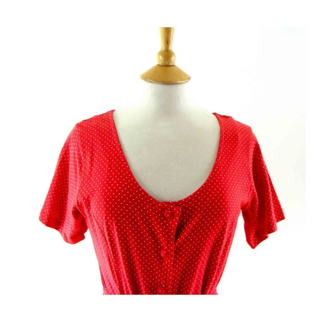 Red polka dot 1990s dress - Image 2