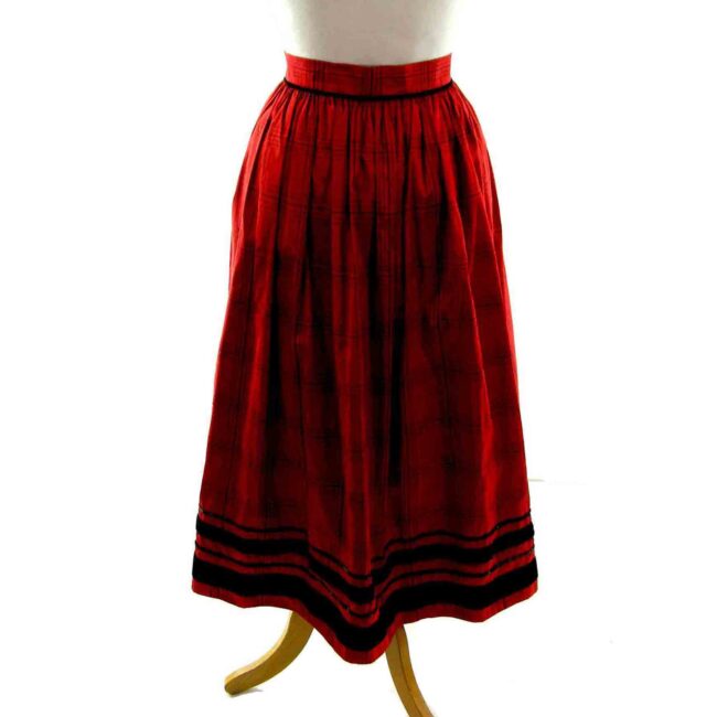 Red Silk Dirndl Skirt