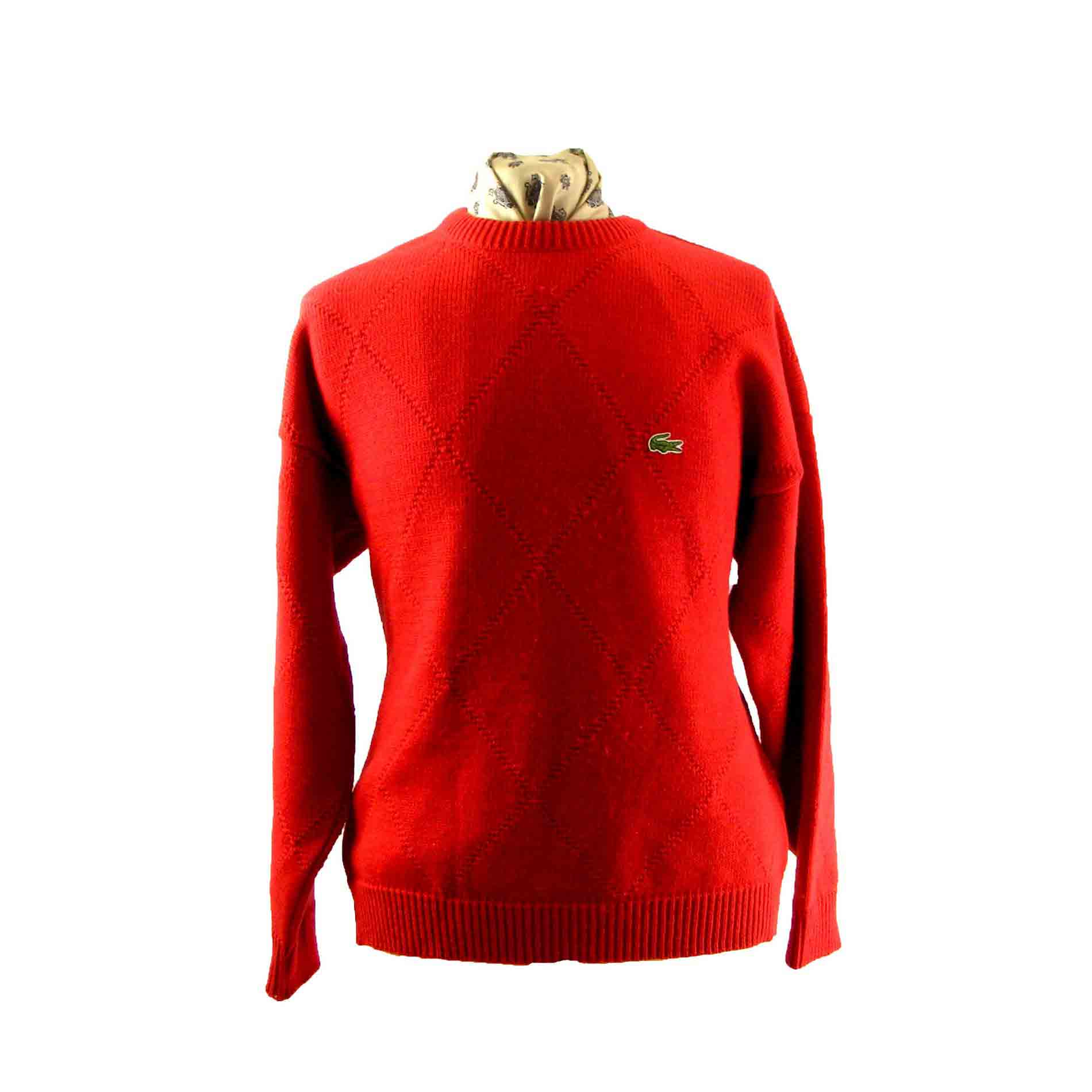 Red crew neck Lacoste sweater - Blue 17 Vintage Clothing