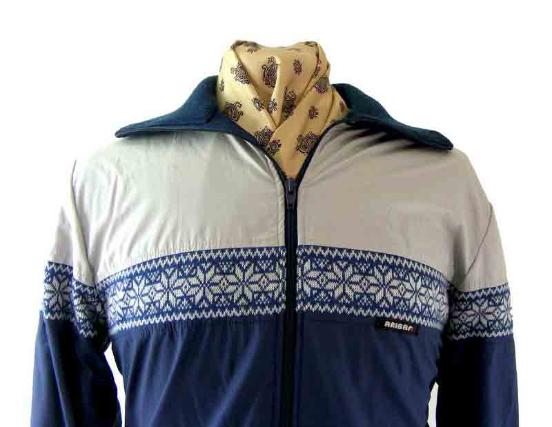 Retro Navy Blue Zipper Jacket - Image 2