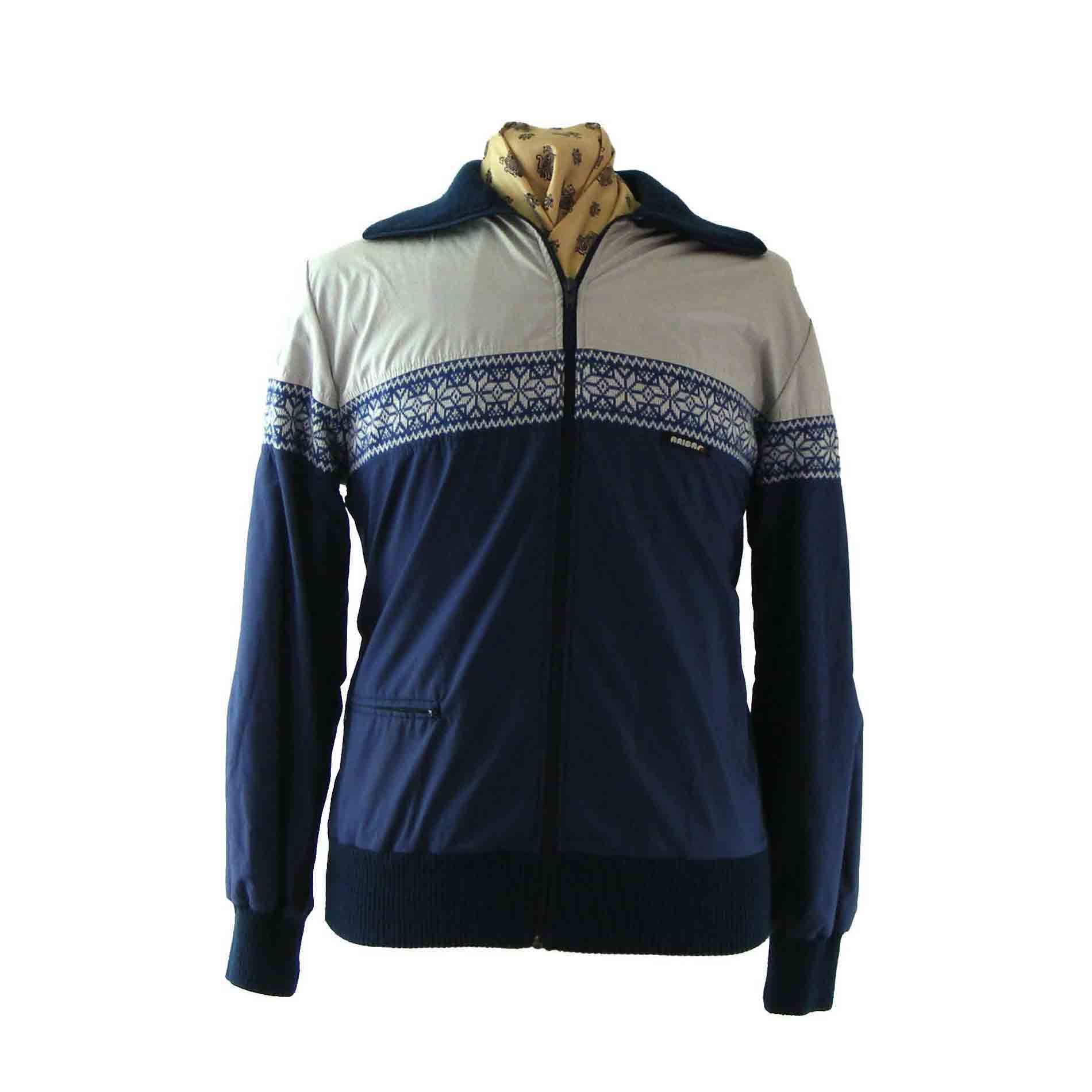 Retro Navy Blue Zipper Jacket