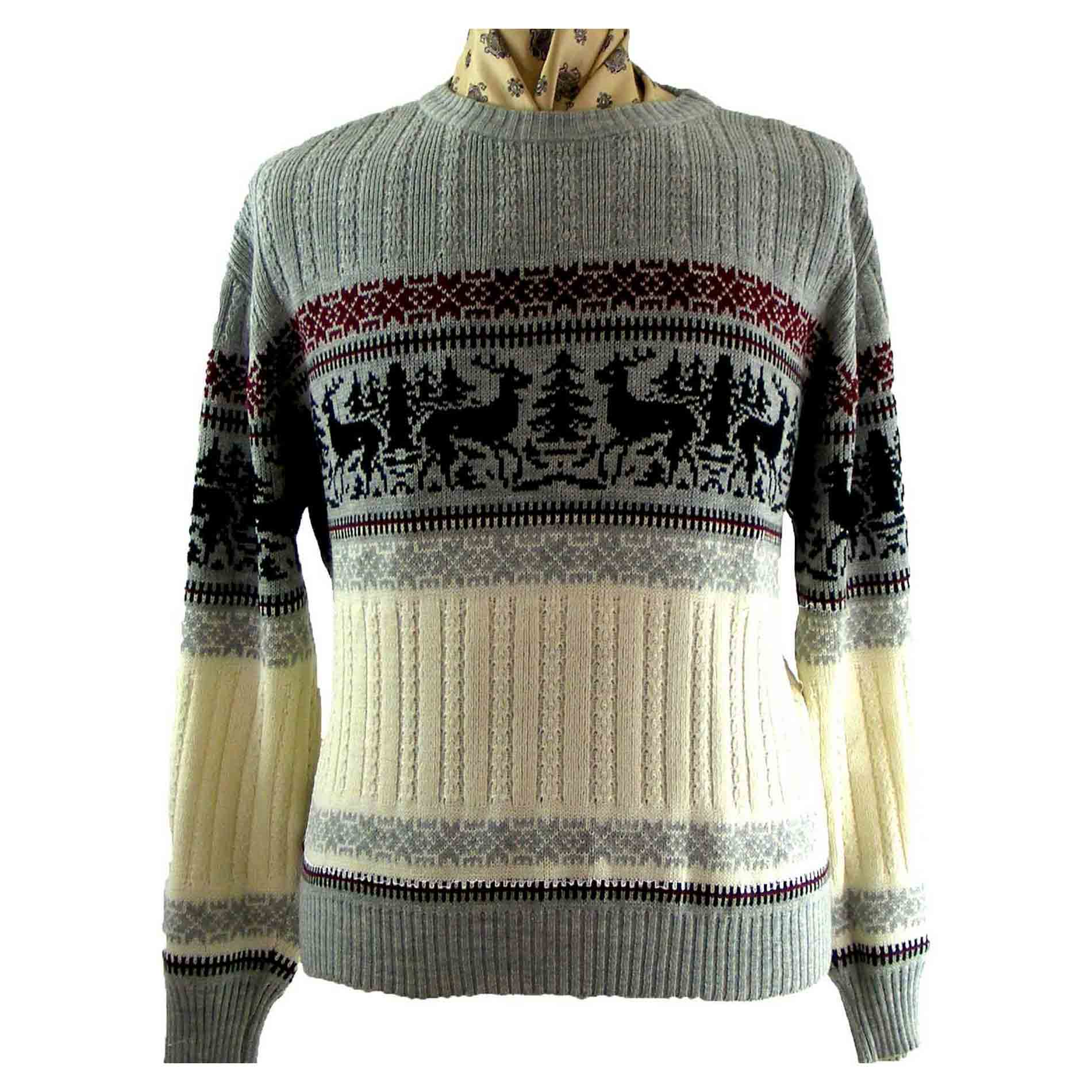Retro Reindeer sweater - Blue 17 Vintage Clothing
