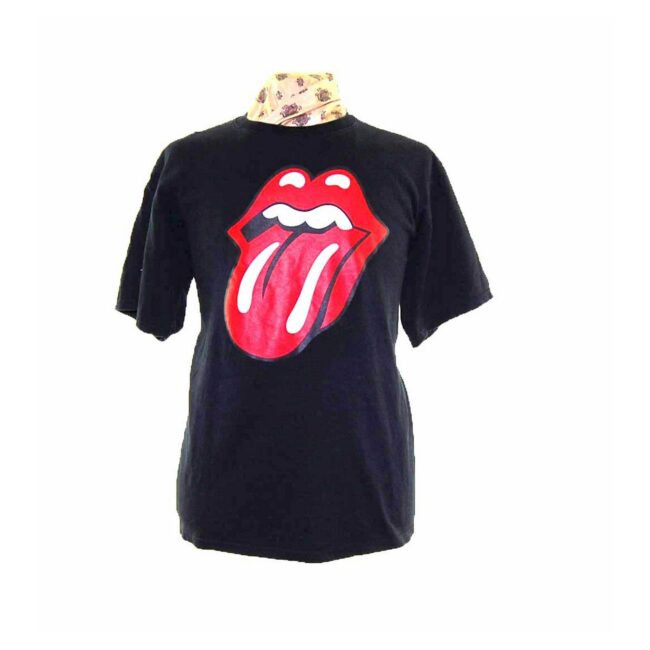 Rolling Stones Tongue Print Mens Black Tee-Shirt