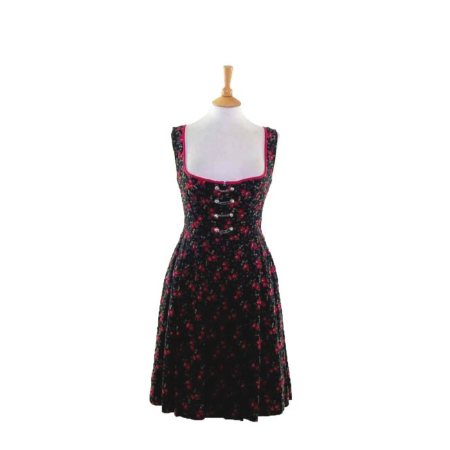 Rose Print Dirndl Dress - 10