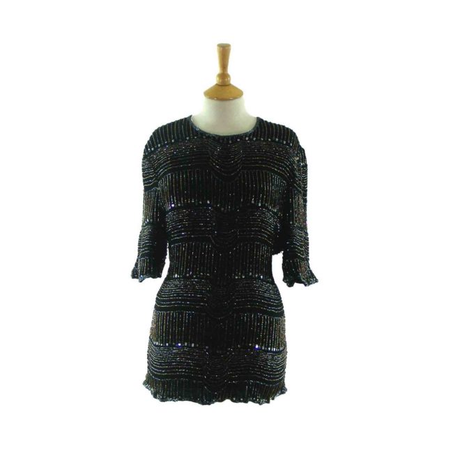 Sequinned Beaded Silk Top