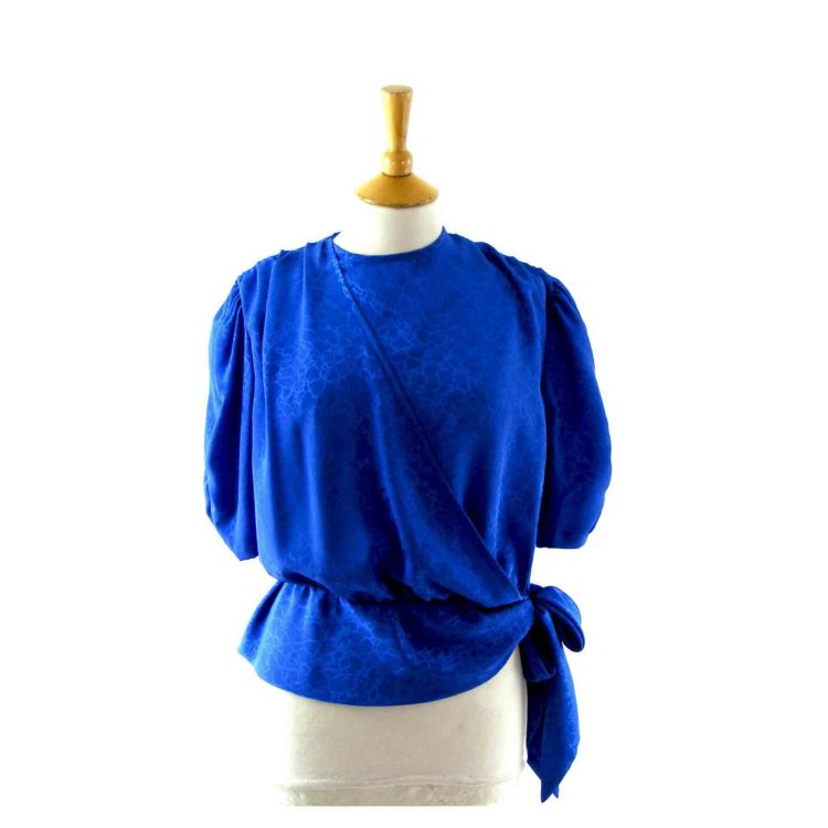 Shiny blue 80s blouse