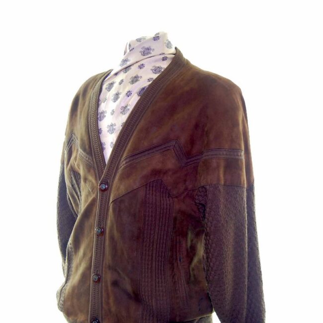 80s Brown Mens Button Cardigan - L - Image 2