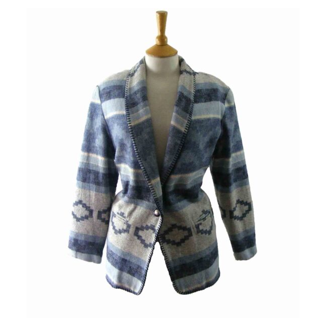 Southwestern Ladies Blue Wool Jacket - 14