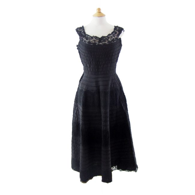 Black Taffeta 50s Evening Dress