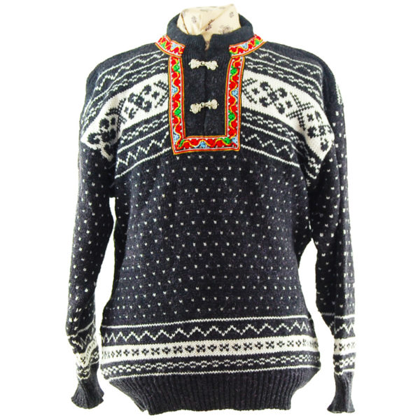 Traditional Norwegian Sweater UK L Blue 17 Vintage Clothing