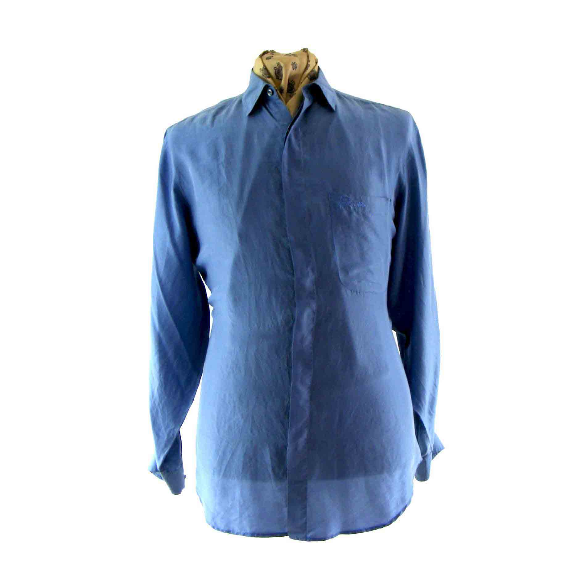 Vintage 90s silk shirt - Blue 17 Vintage Clothing