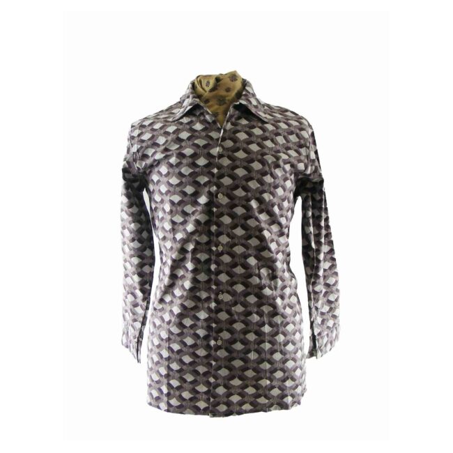 Vintage Dead Stock Brown Long Sleeved 60s shirt - L