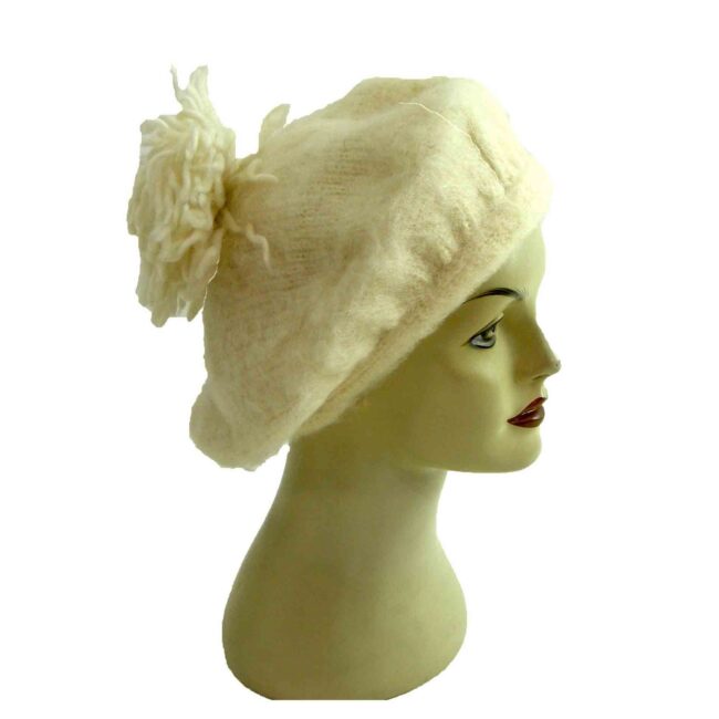 White Mohair Wool Beret