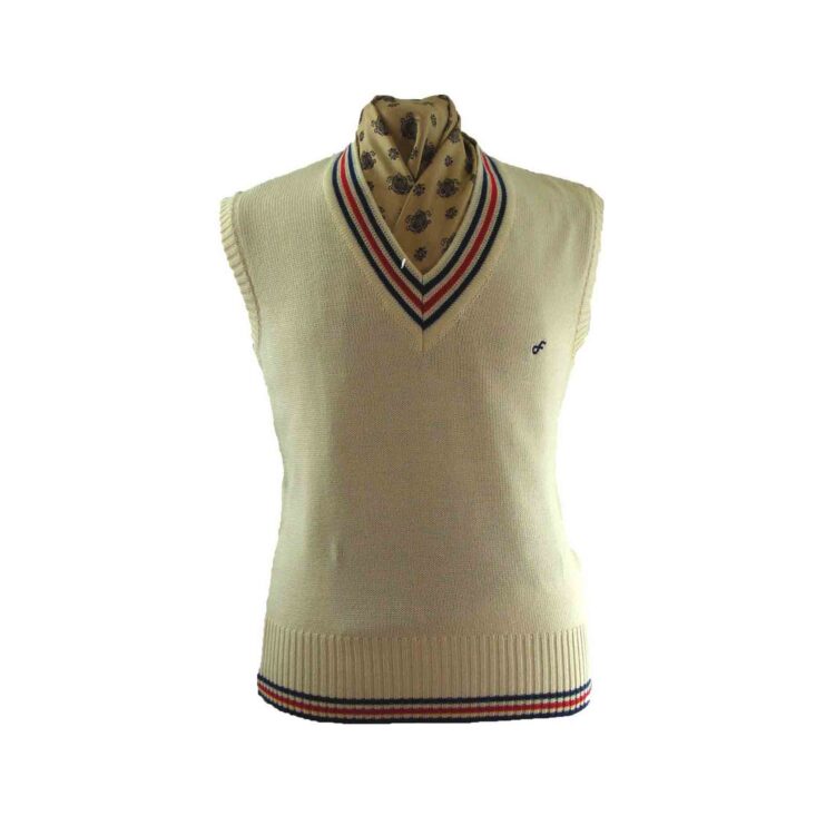 White V neck tank top Blue 17 Vintage Clothing