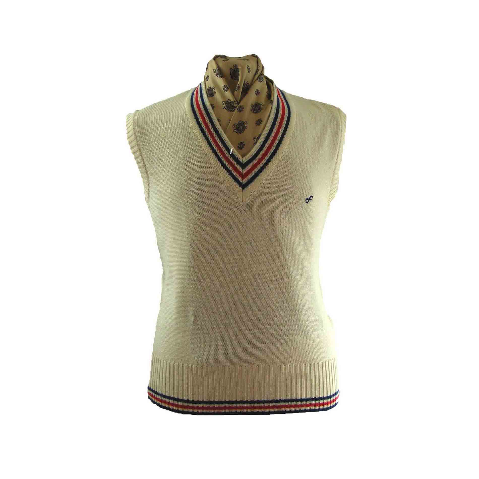 White V neck tank top Blue 17 Vintage Clothing