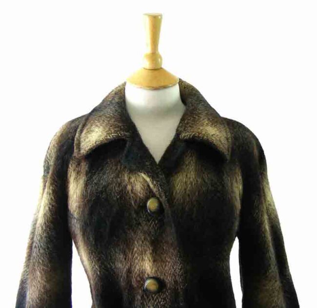 Womans 70s Checked Mohair coat - Image 2