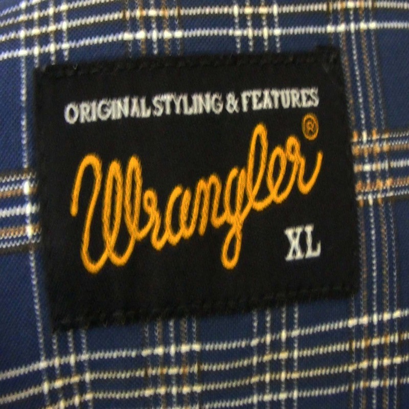 Wrangler Blue Check Shirt - Blue 17 Vintage Clothing Wrangler Blue Check Shirt - Blue 17 Vintage Clothing