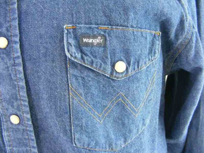 Wrangler Blue Denim Shirt - Blue 17 Vintage Clothing