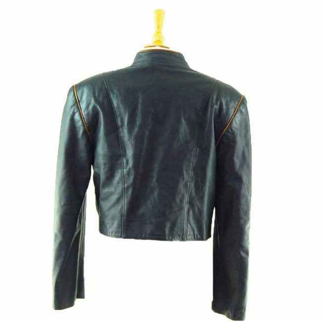 back of 80s Cropped Leather Blazer