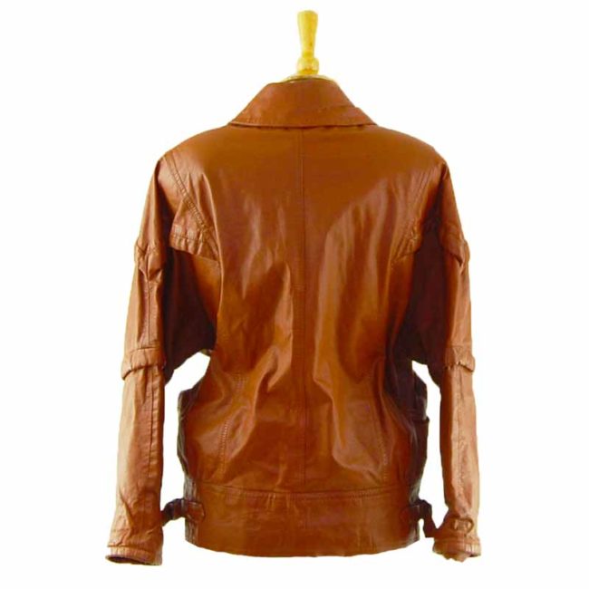 back of 80s Tan Leather Jacket