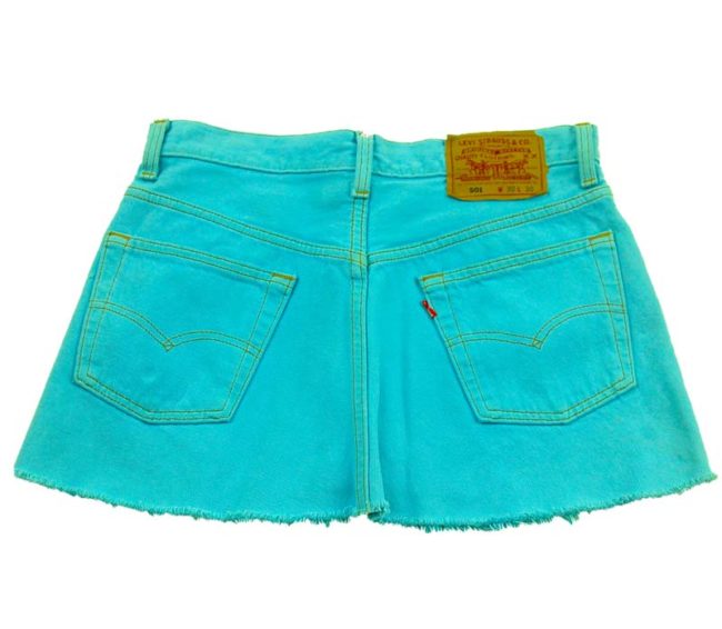 back of 90s Cropped Levis Blue Denim Skirt