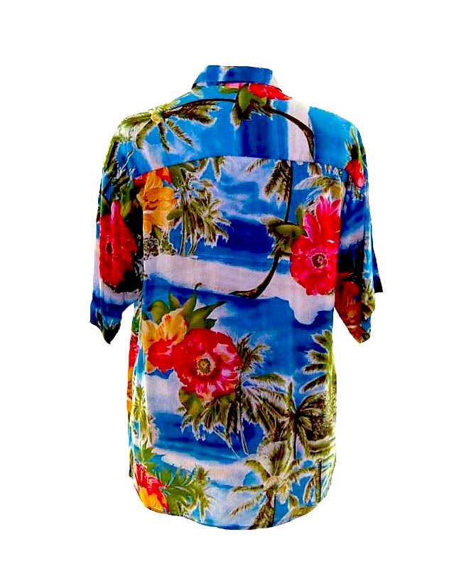 90s Vivid Hawaiian Shirt - UK Size M - Blue 17 Vintage Clothing