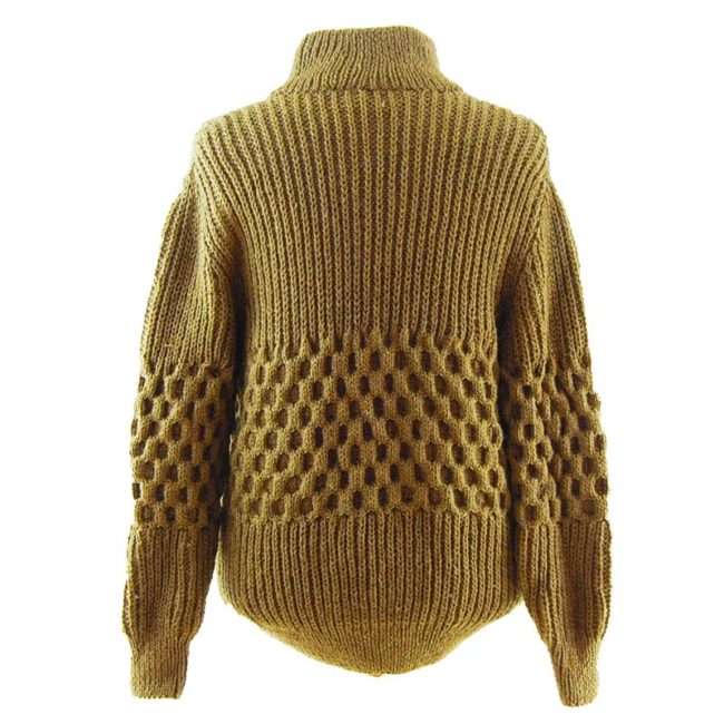 back of Brown Vintage Cable knit Cardigan