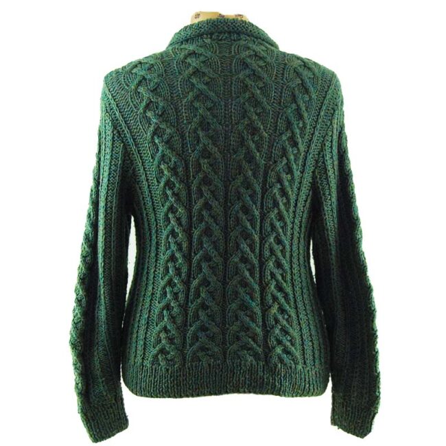 back of Green Vintage Zip Up Cardigan