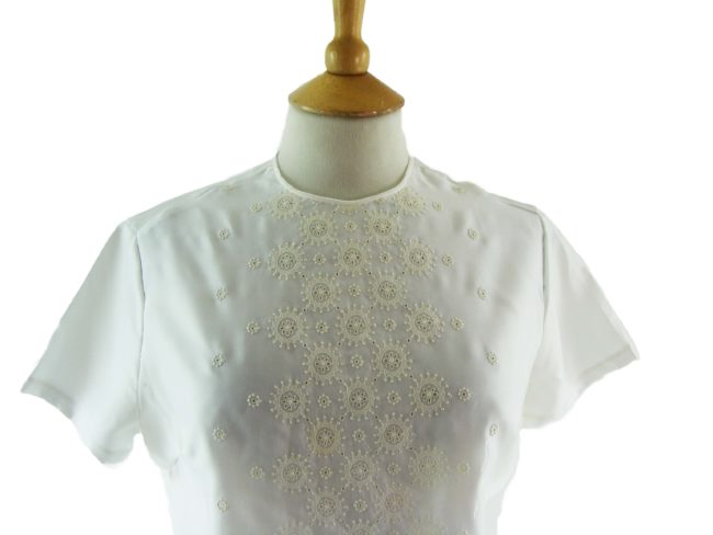 60s Vintage White Floral Lace Vest - 12 - Image 2