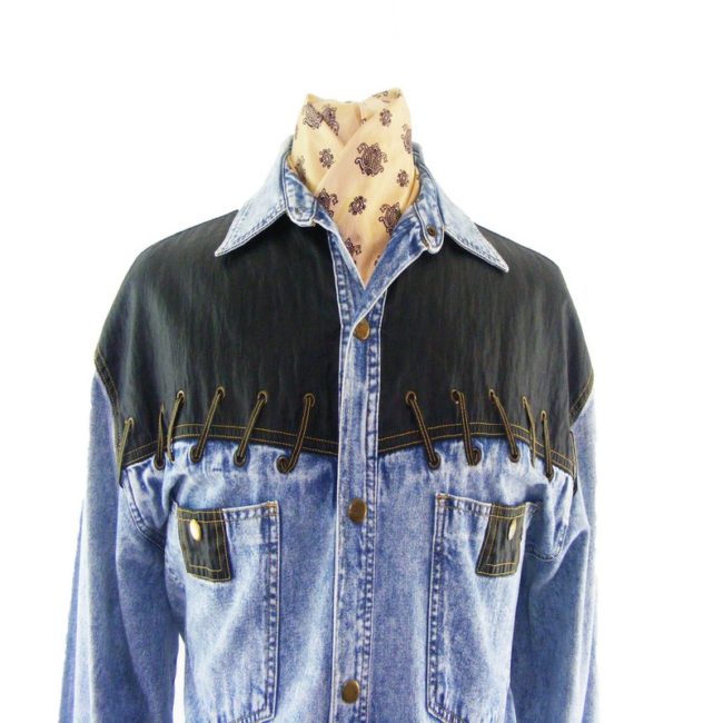 80s Stone Washed Denim Shirt - XL - Image 2