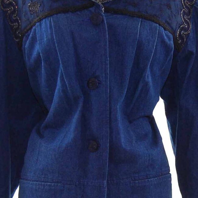 80s Long Dark Blue Denim Jacket - 24 - Image 2