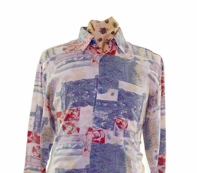 80s Multicolored Long Sleeve Shirt - L - Image 2