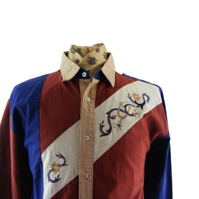 90s South Western Embroidered Shirt - L - Image 2
