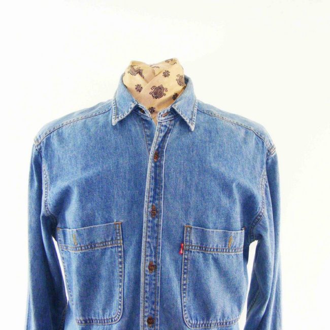 Levis Western Washed Denim Shirt - M - Image 2