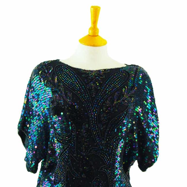 close up of 90s Iridescent Sequin Top