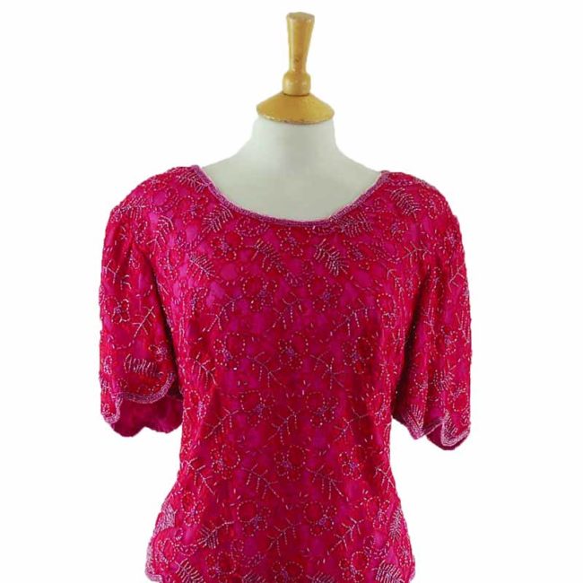 close up of 90s Pink Sequined Top